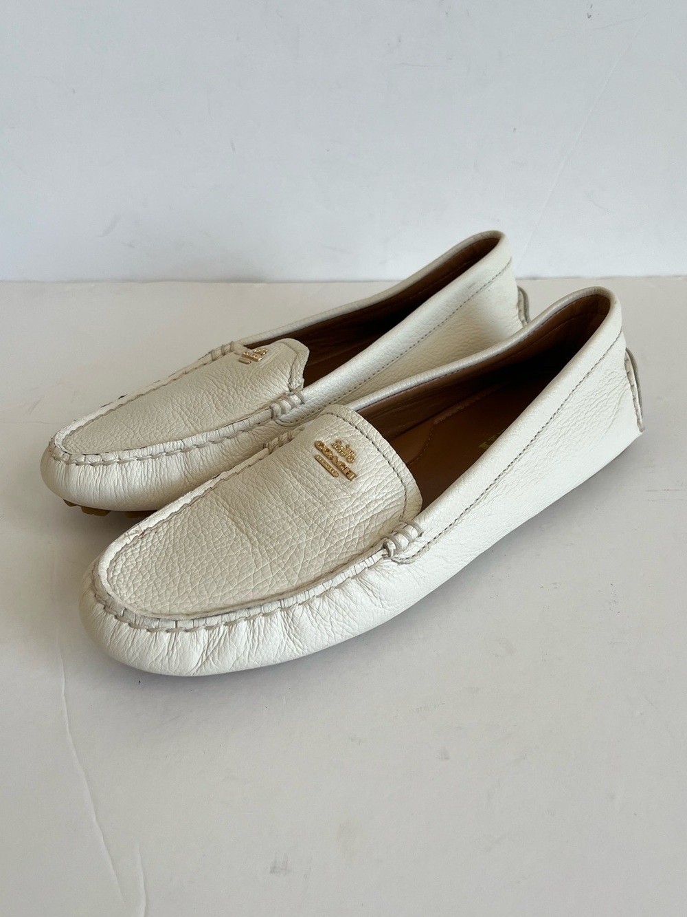 Coach Marley Loafers Chalk White Leather Size 8.5B